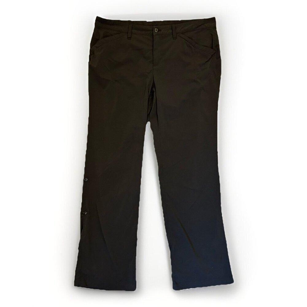 Eddie Bauer Women's Convertible Roll-Up Pants Size 14 Black Stretch Pockets EUC